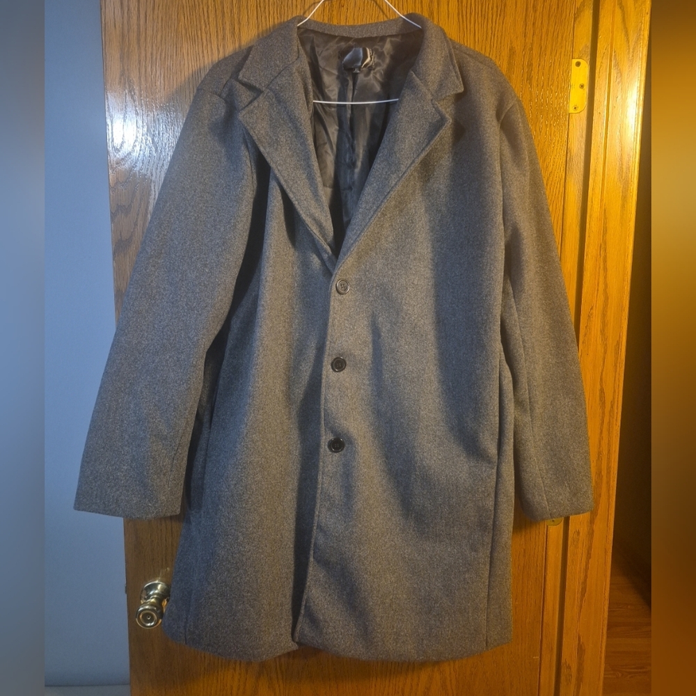 Jameson | Classic Long Overcoat with Lapel for Men × 1 Grey/XL